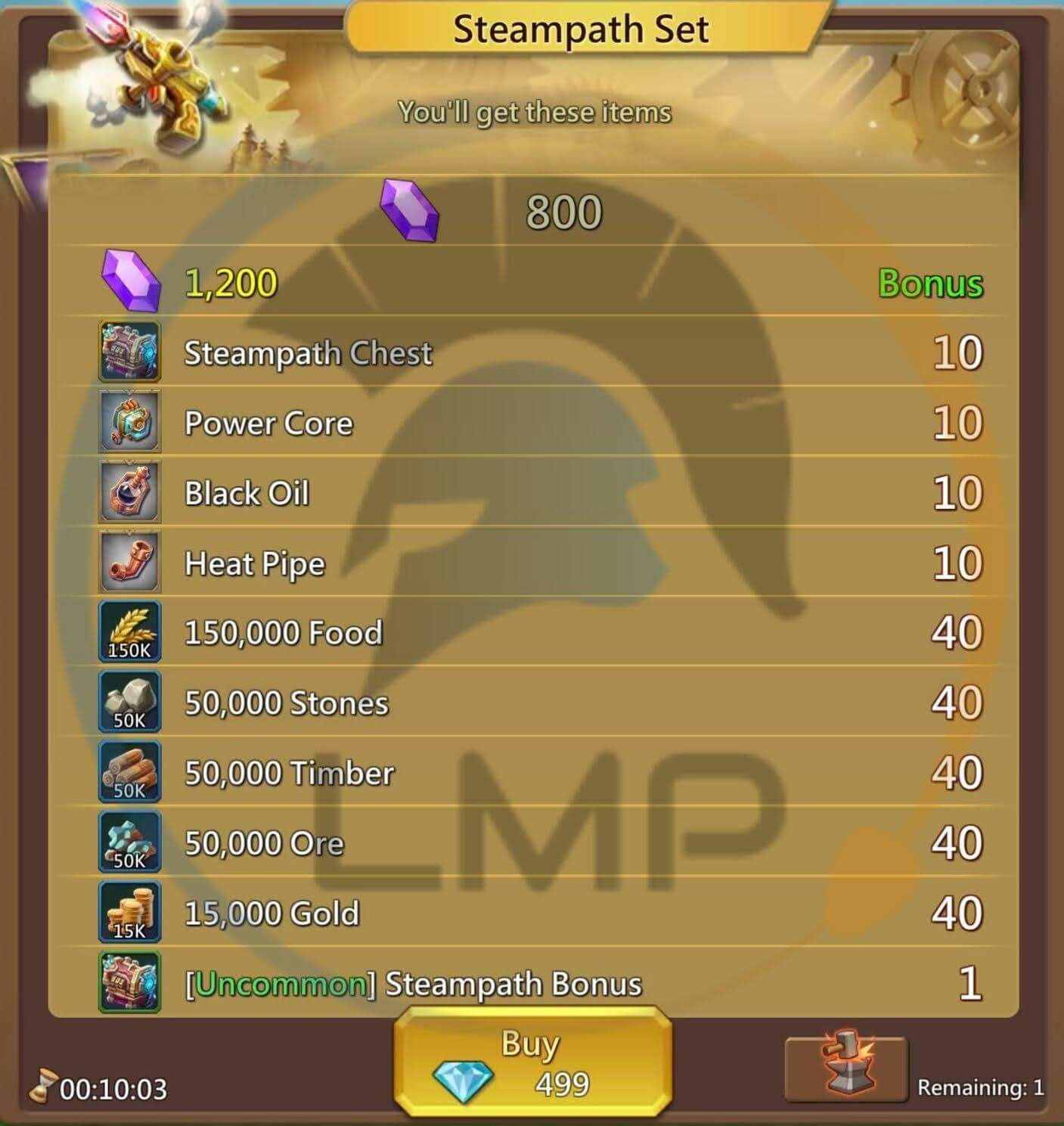 Steampath Set (T5 Gear) Pack Lords Mobile Lords Mobile Pro